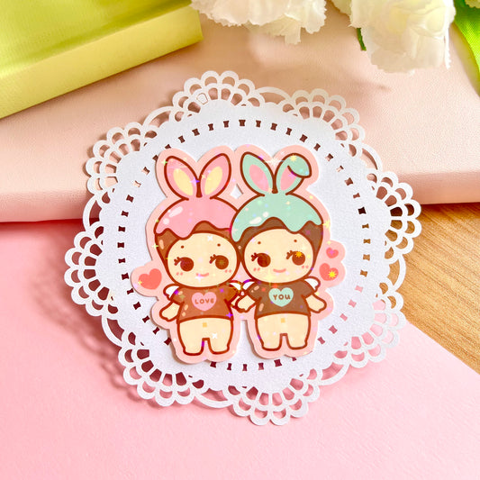 Love You Pink and Mint Rabbit / Gifts of Love Sonny Angel Sticker