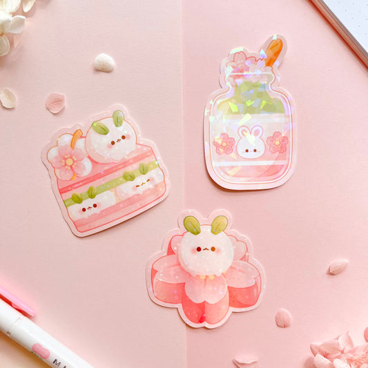 Cherry Blossom Bunny Dessert Stickers