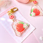 Strawberry Kitty Keychain with Glitter Epoxy